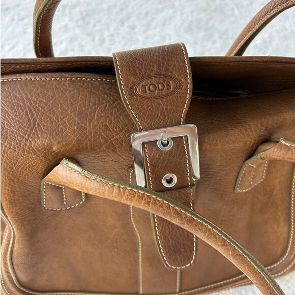 Tod's Brown Leather Buckle Satchel - Picture 2 of 6